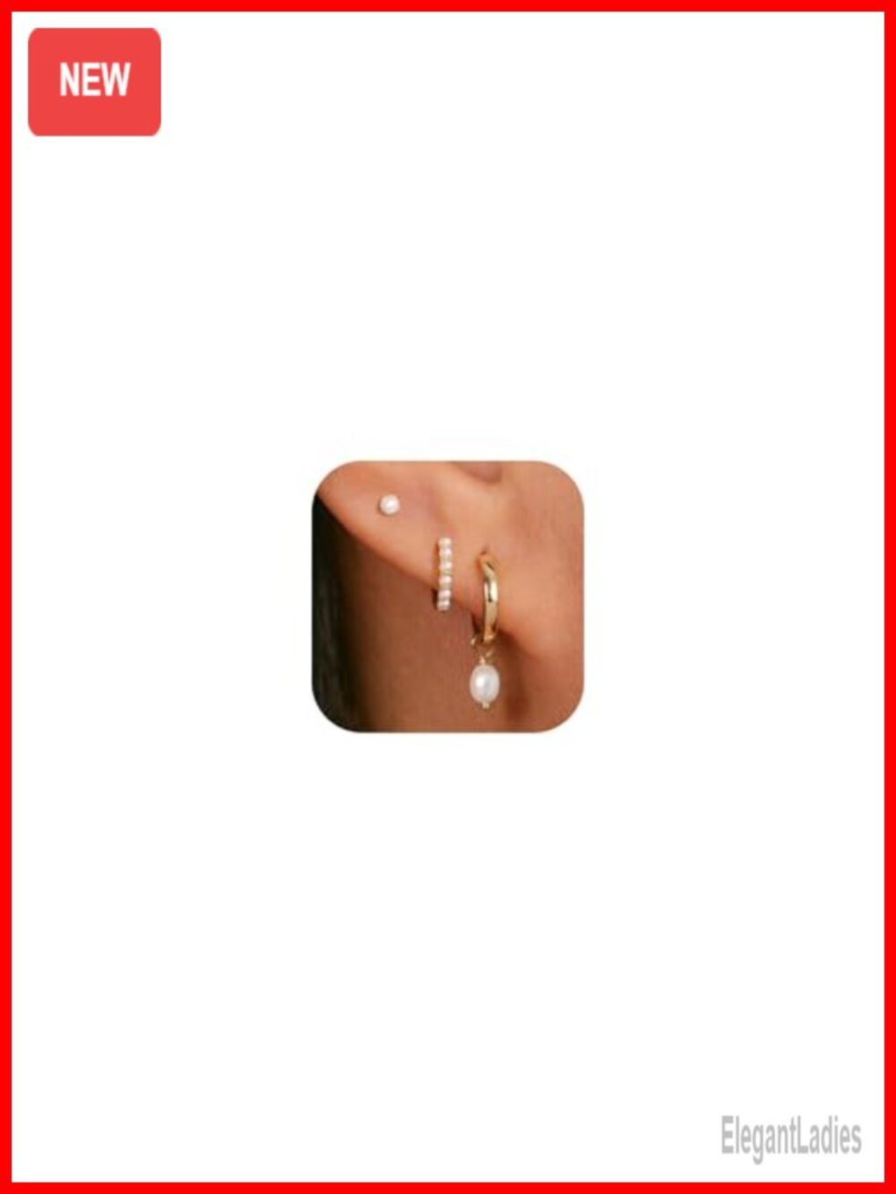 3 Pairs Gold Hoop Earring Stack Set 14k Gold Plated Push Back